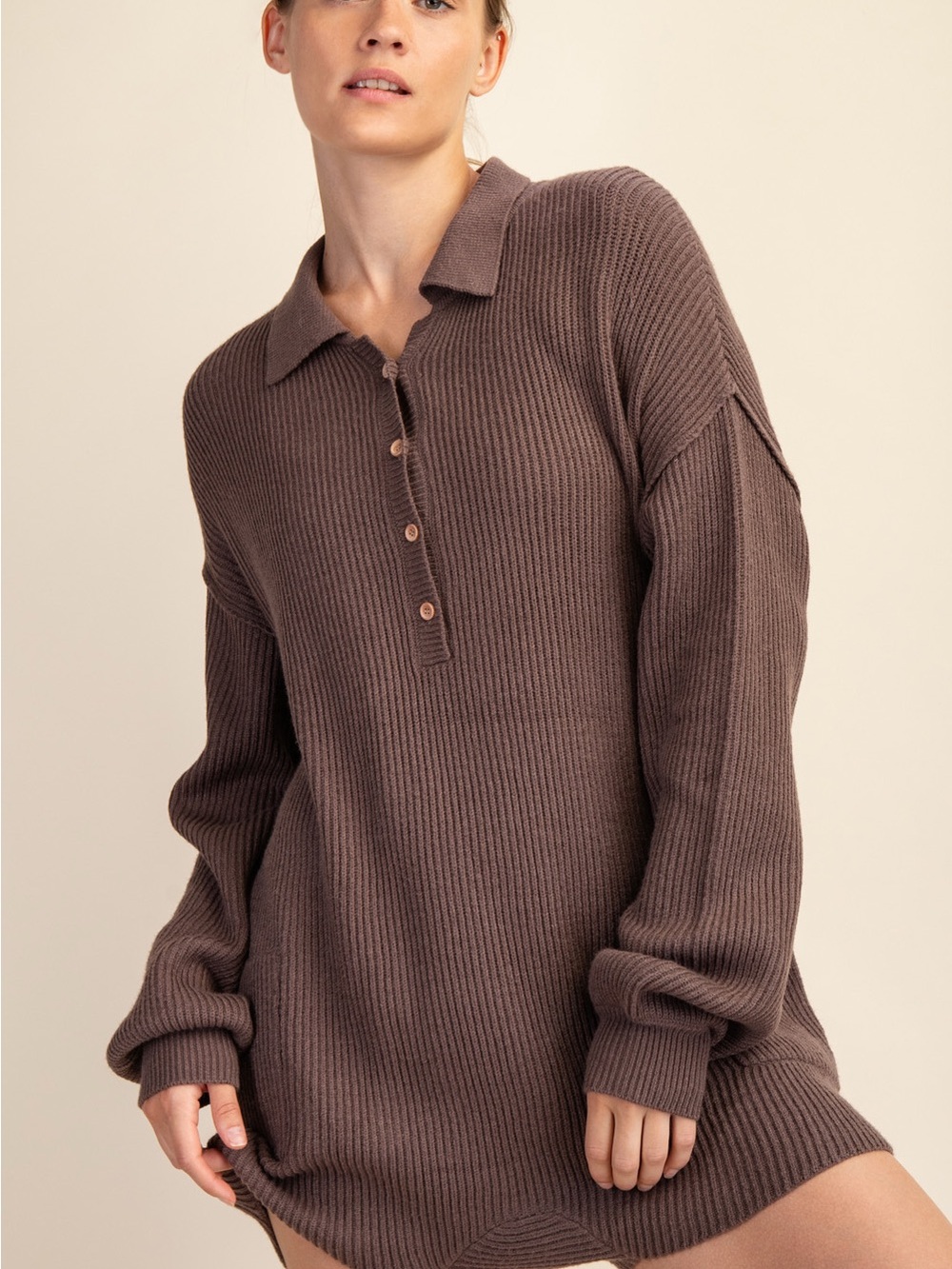Rae Mode Brown Sweater Romper NWOT